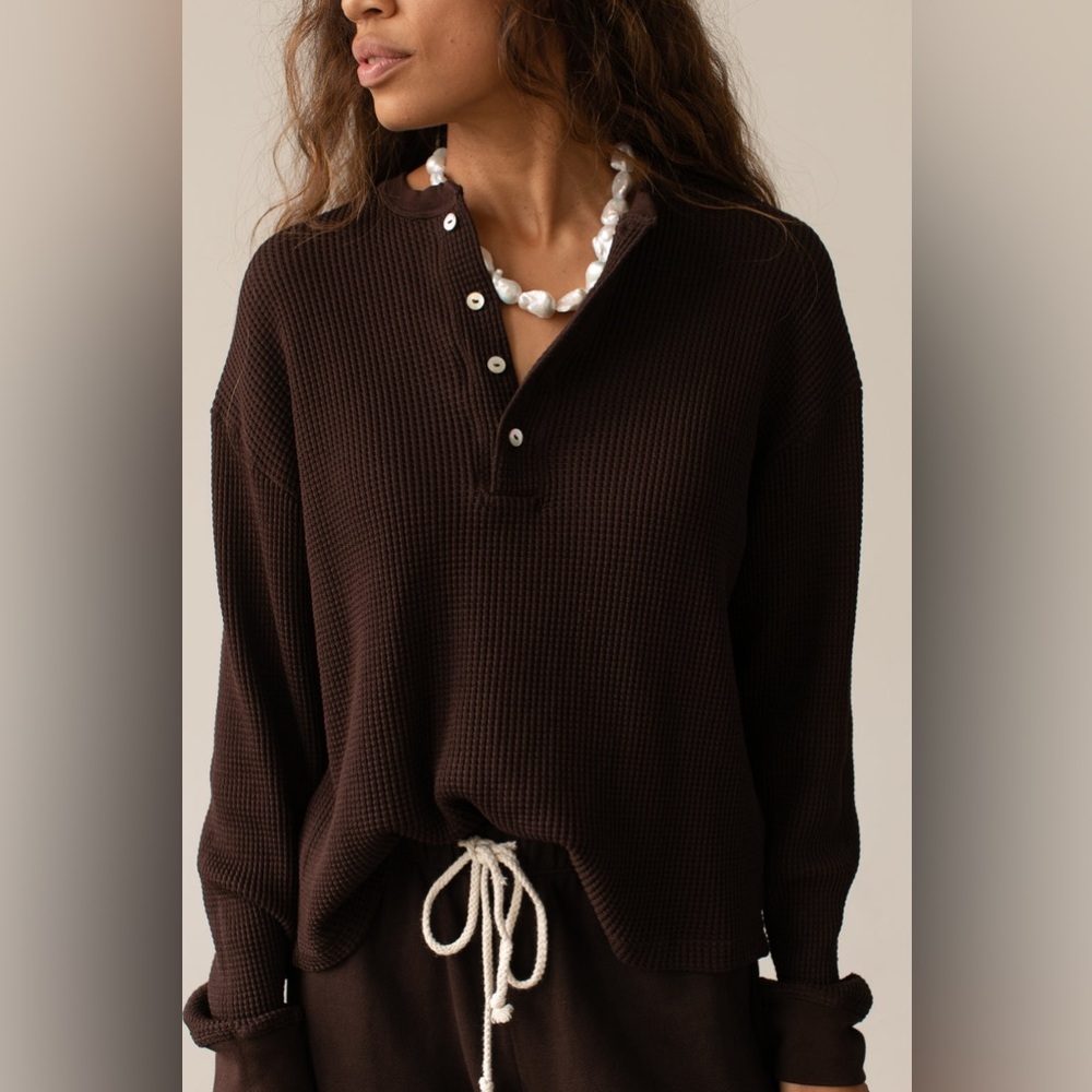 Donni thermal Henley top in espresso